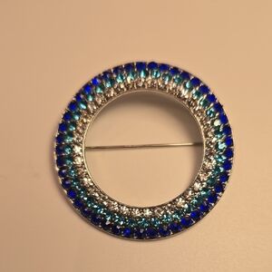 Elegant Blue and Silver Brooch